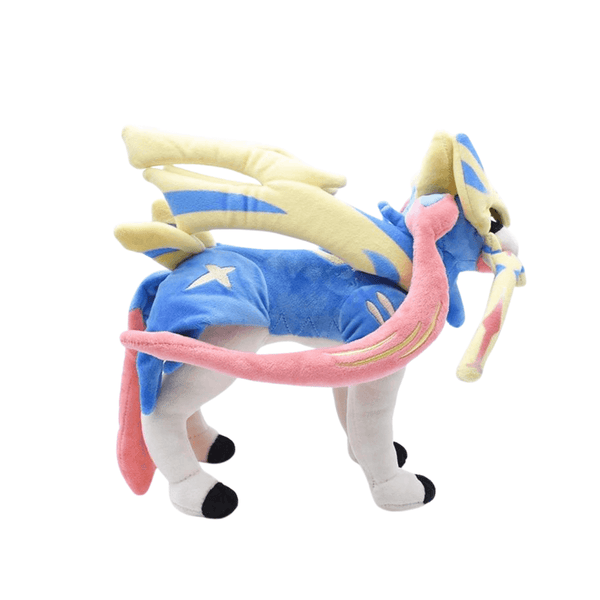 Peluche Zacian de 30cm, héros légendaire de Pokémon, avec des détails colorés et une pose dynamique.