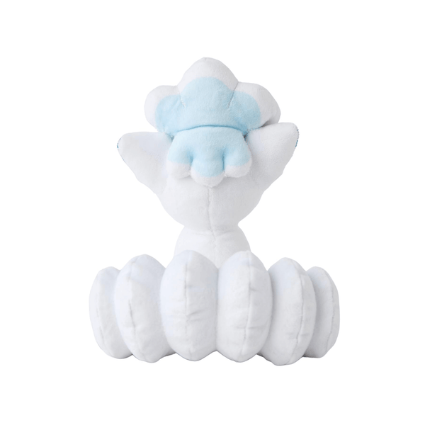 Goupix d'Alola peluche vue arrière avec pelage blanc et oreilles bleu, 20cm de Pokémon.