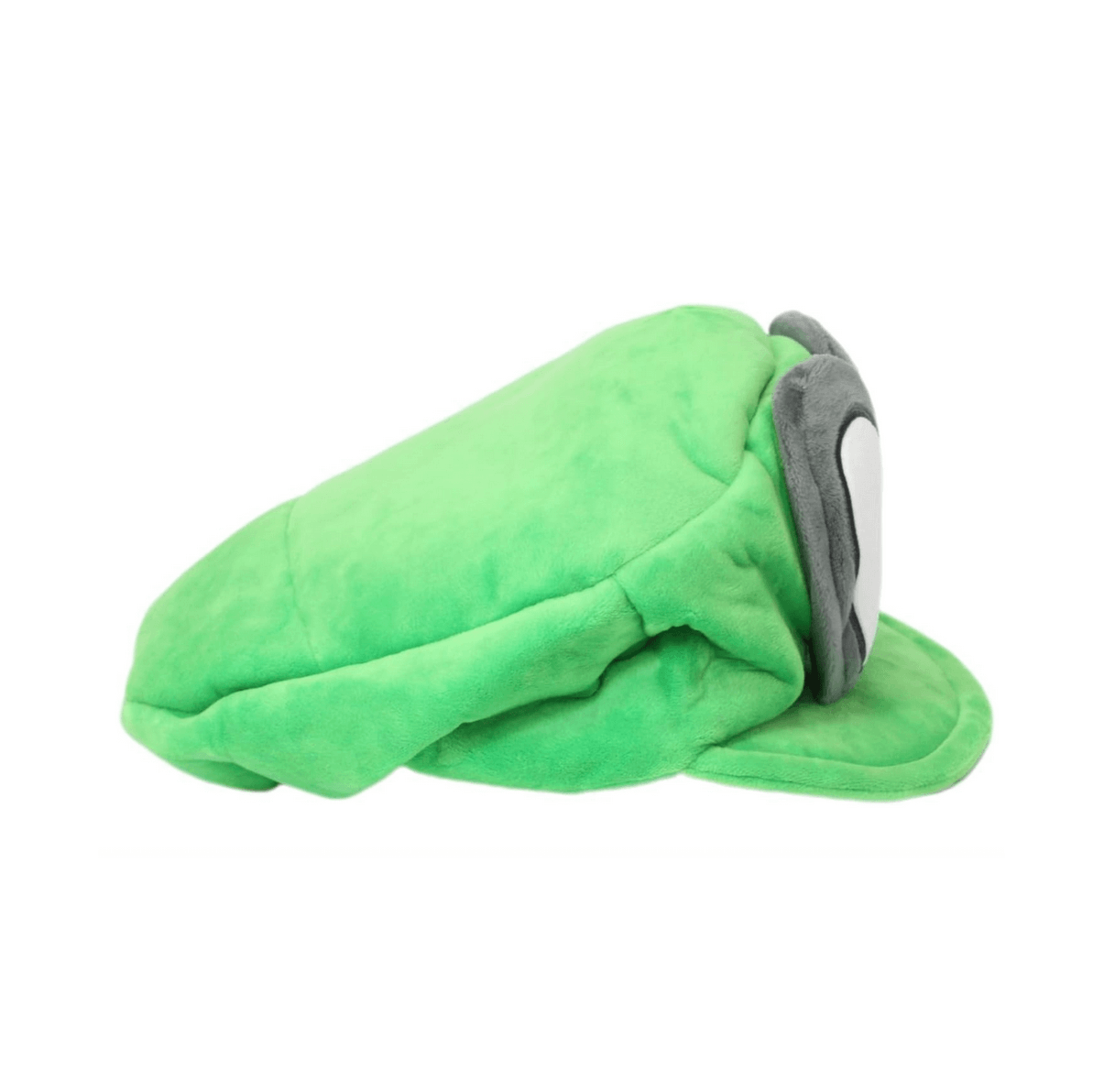 Cappy Luigi plush hat, green, soft design inspired by Super Mario Odyssey's Cappy character.