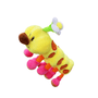 Peluche Wiggler de 25 cm, une chenille géante jaune de l'univers Mario, avec un visage en colère et des bras colorés.