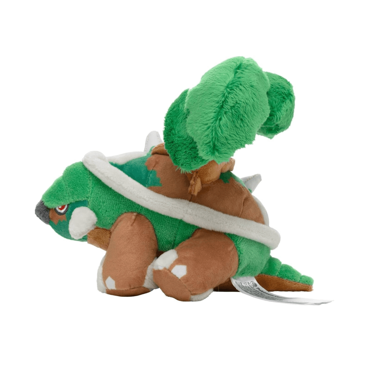 Peluche Torterra de 29cm, personnage de Pokémon, avec feuillage vert sur le dos.